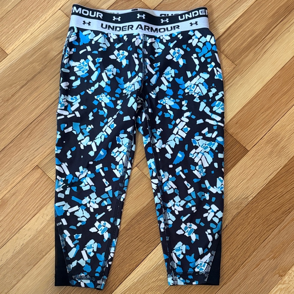 Under Armour Kids' Black and Blue Pattern Leggings